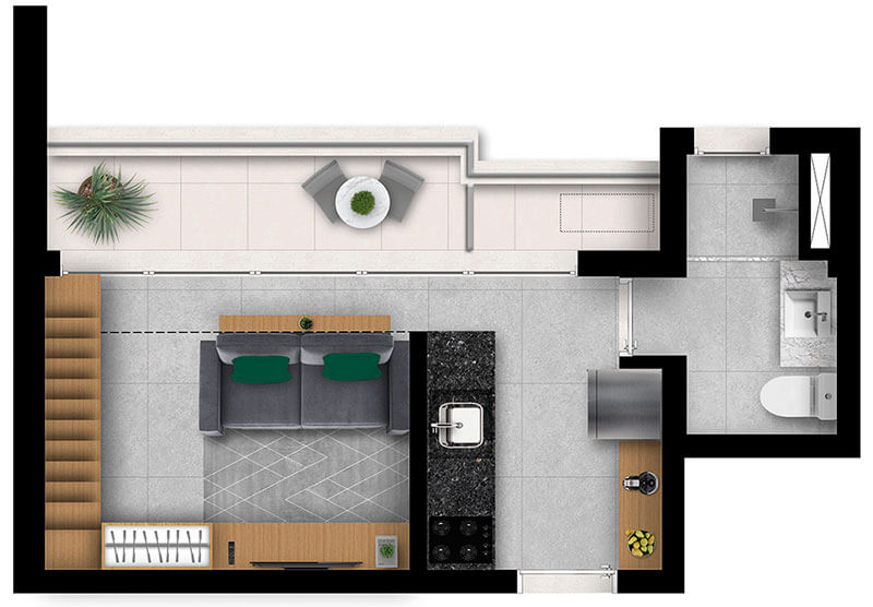 Ampli - Vila Mariana - Planta Studio Space 27m&sup2;