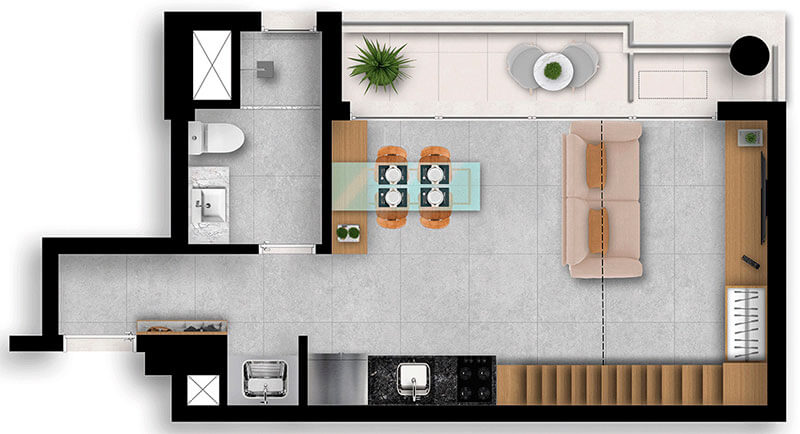 Ampli - Vila Mariana - Planta Loft 36m&sup2;